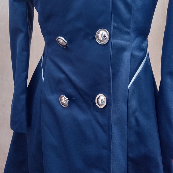 Vintage 1990's/00's Navy Blue Cinched Waist Rain Jacket Size Small - Picture 4 of 11